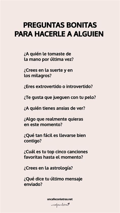 preguntas para conocer a alguien que te gusta|Interrogatorias para saber más sobre esa persona especial